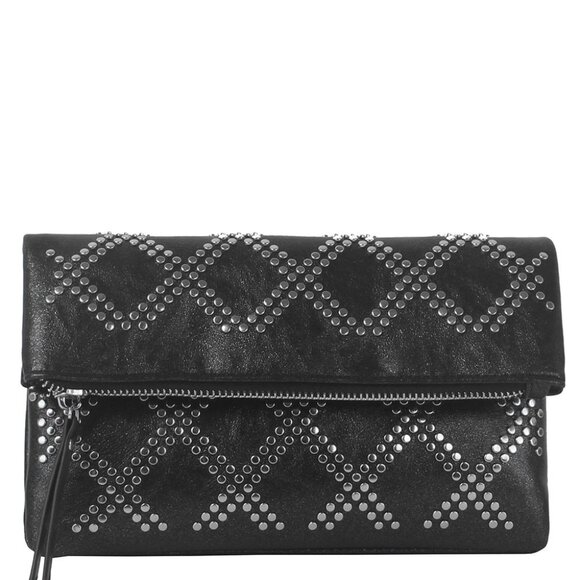 DIONA J WOMEN'S STYLISH STUD DESIGN ZIPPER CROSSBODY BAG COLOR BLACK - Picture 1 of 5